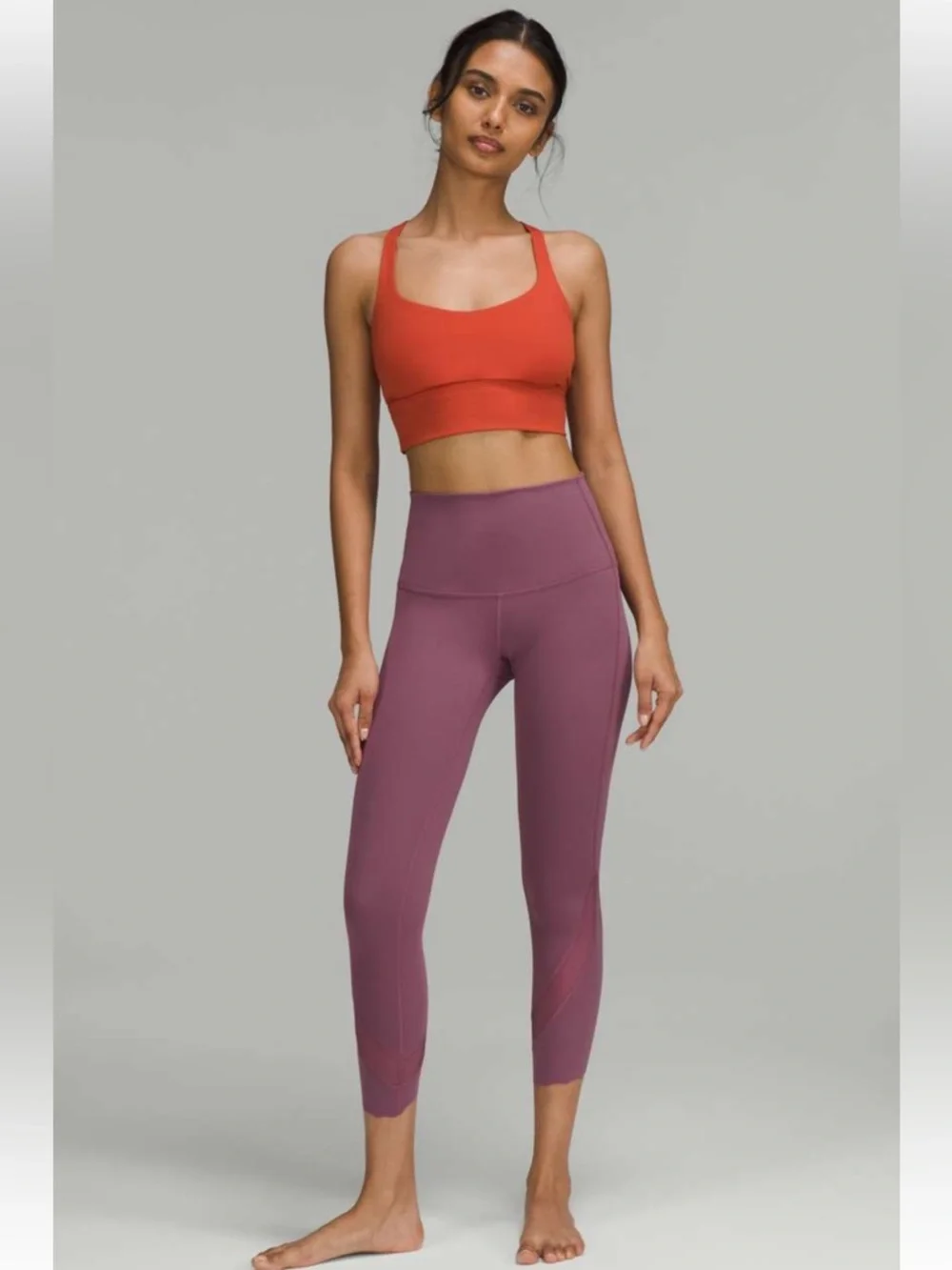 lululemon athletica Wunder Under Scalloped Hem High Rise Crop 23” Vintage Plum